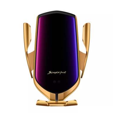 Wireless Car Charger With Smart Sensor and Automatic Clamping - Gold