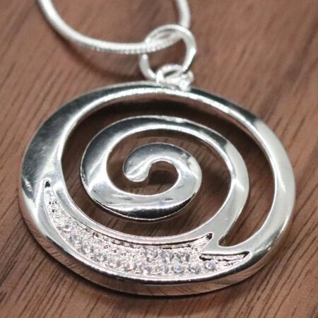 Stylish Sterling Silver Round CZ Spiral Pendant