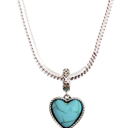 Sterling Silver Pendant with Heart Shaped Natural Turquoise