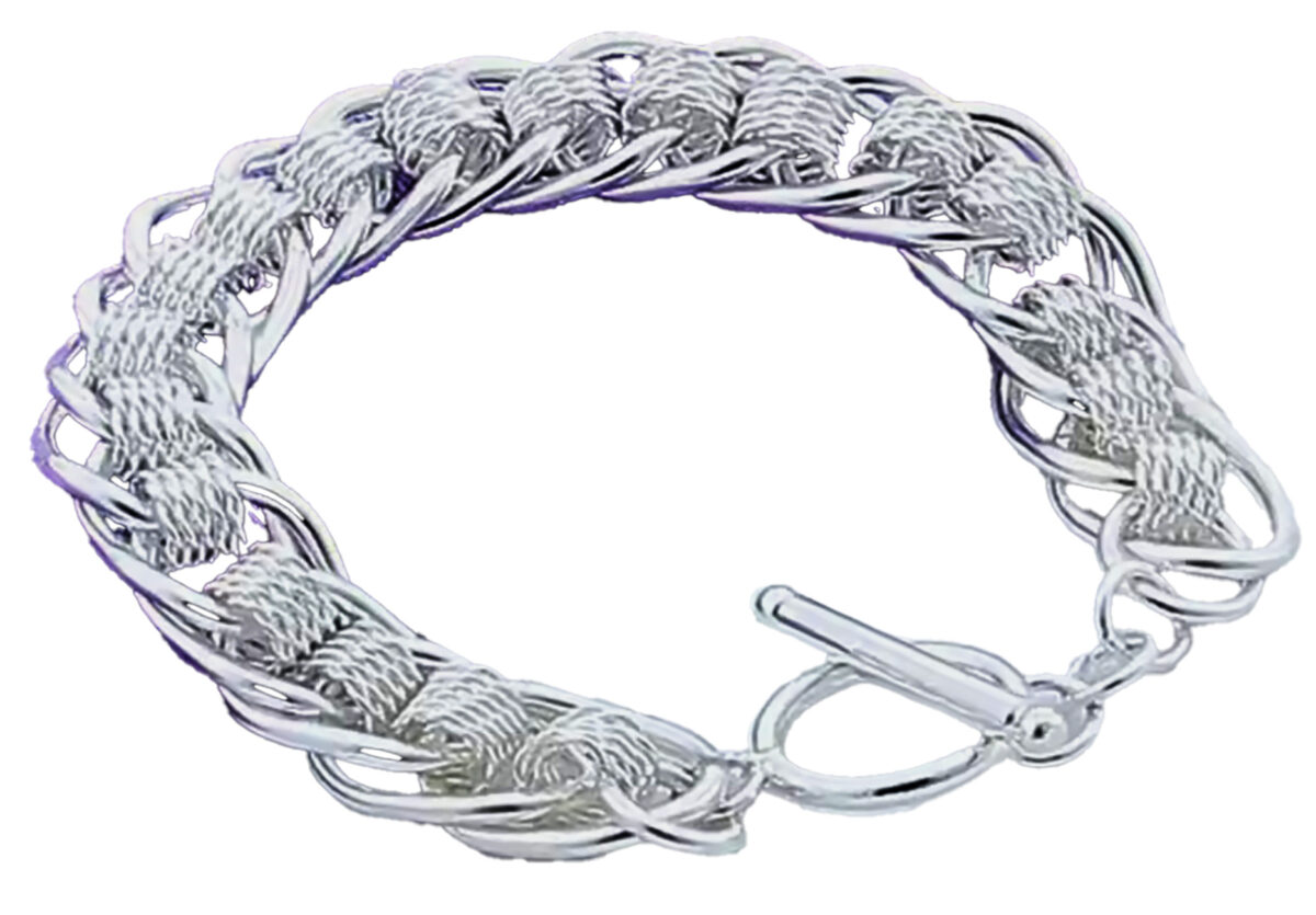 Elegant Sterling Silver Link Bracelet with Toggle Clasp – Timeless Sophistication in Every Detail. 925ijewel.com
