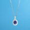 Sterling Silver Oval Shaped Lab Created Non-Treated Sapphire Pendant 925ijewel.com