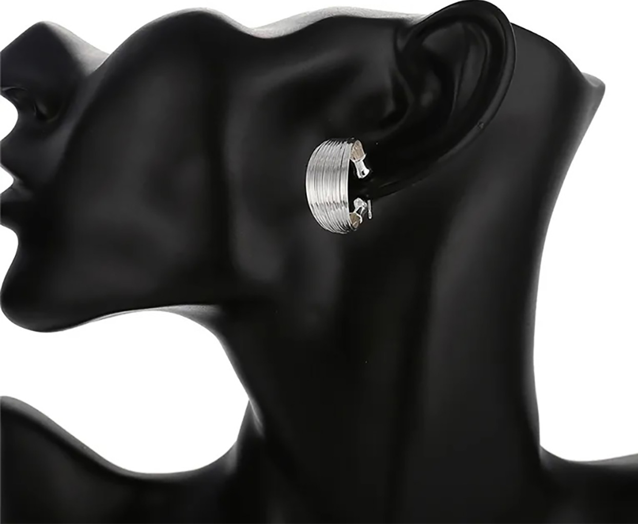 Sterling Silver High Polish Multi Line Silky Smooth Half Hoop Earrings. 925ijewel.com