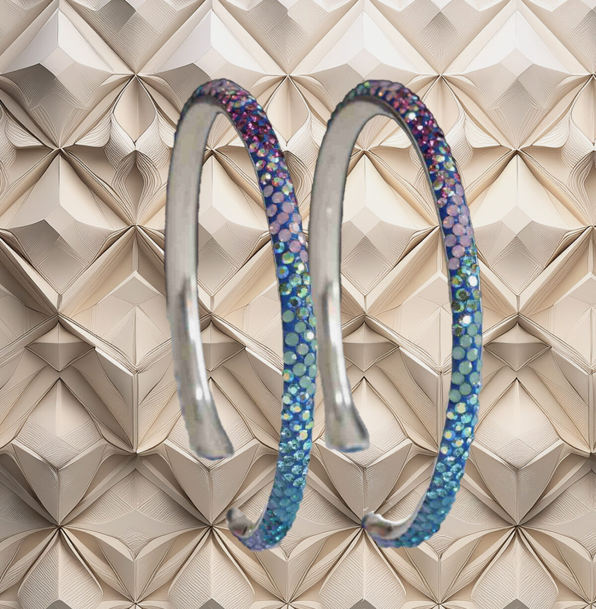 Celestial Radiance Large Sterling Silver 54 mm Hoop Earrings with Spectrum of Colorful Synthetic Stones 925ijewel.com