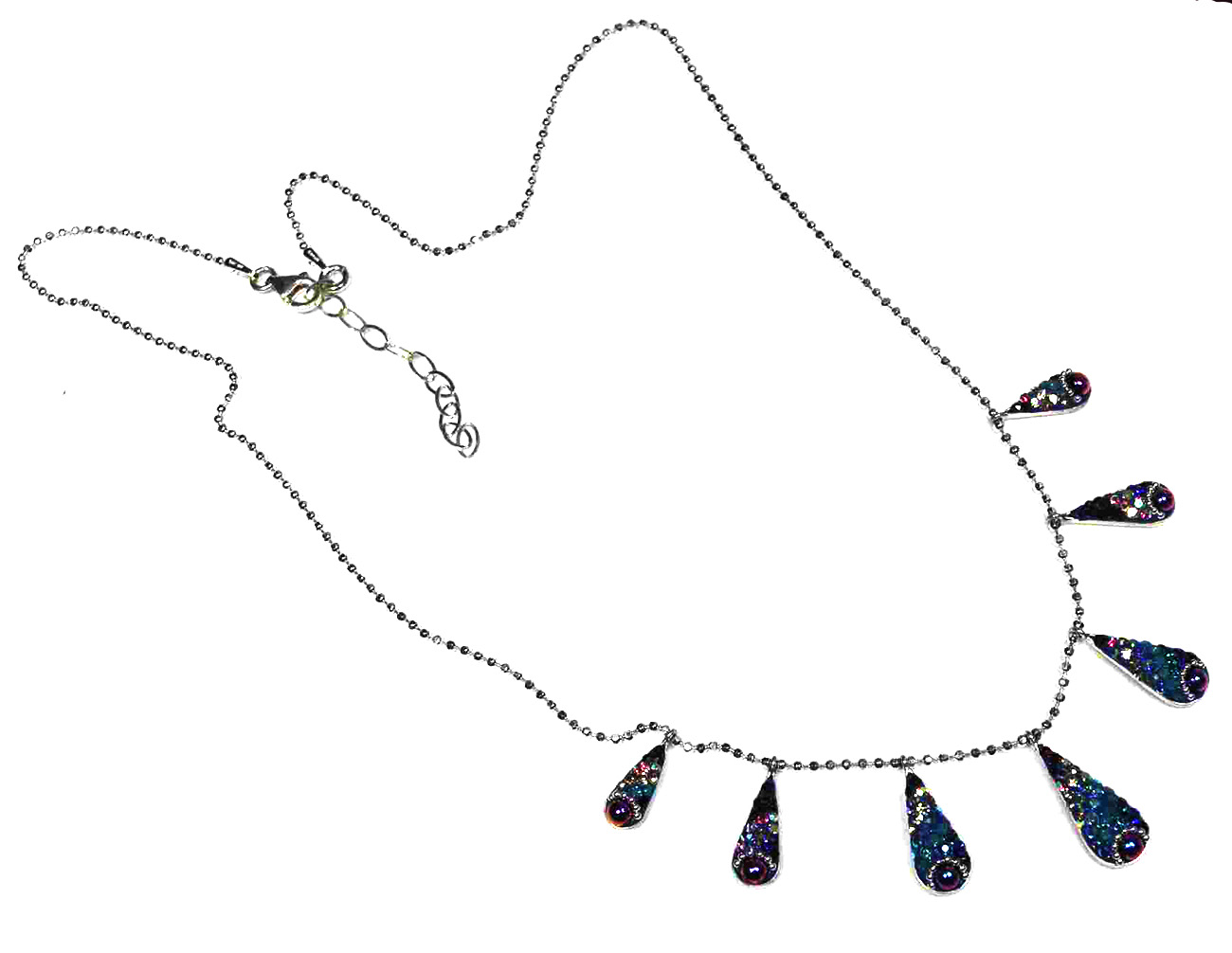 Rainbow Tears Sterling Silver Necklace on 18-inch Ball Chain. 925ijewel.com