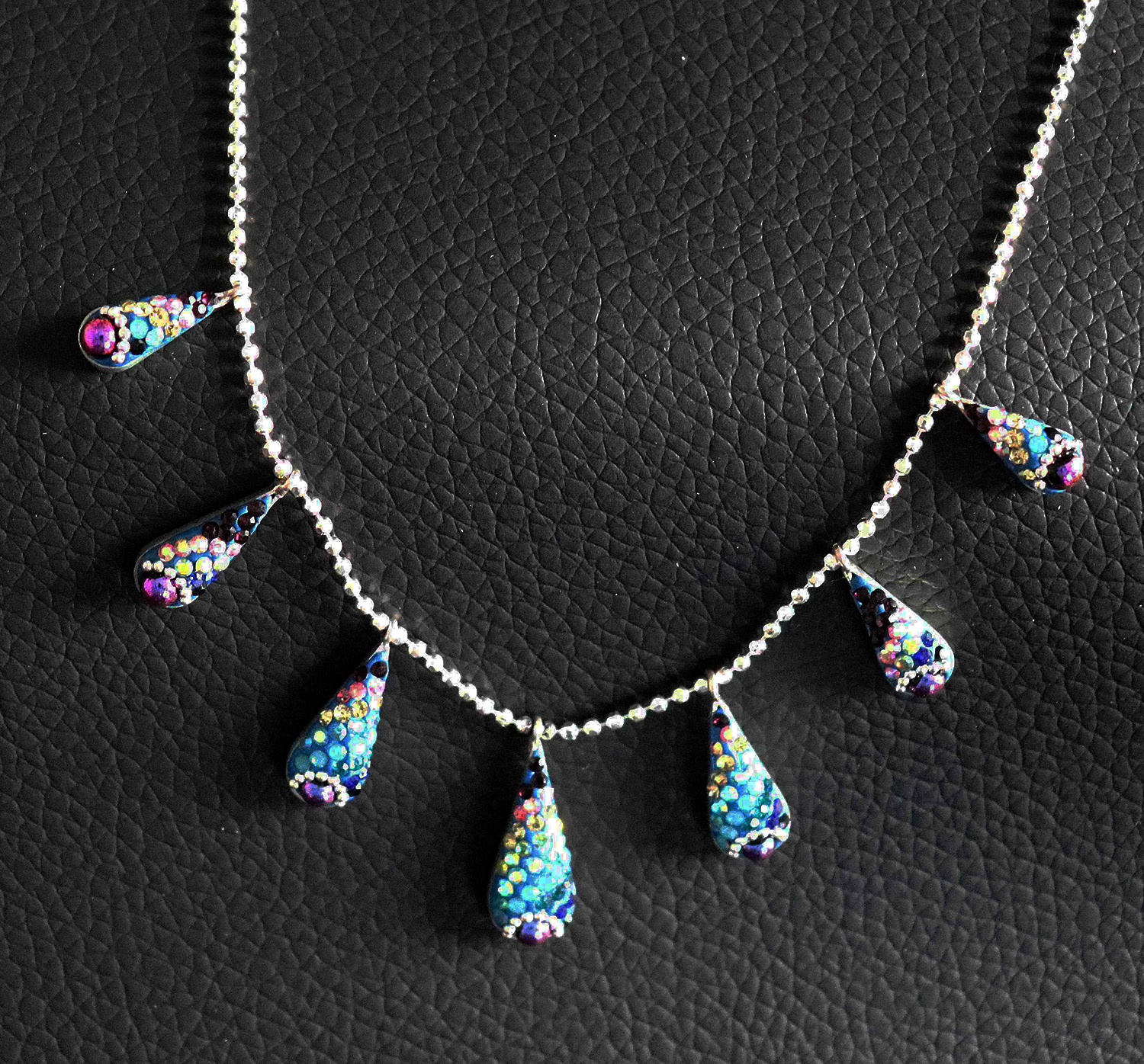 Rainbow Tears Sterling Silver Necklace on 18-inch Ball Chain. 925ijewel.com