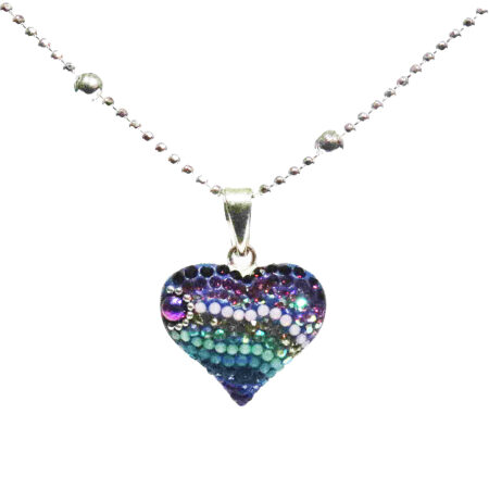 Sparkling Spectrum Rainbow Heart Sterling Silver Necklace with Synthetic Stones 925ijewel.com