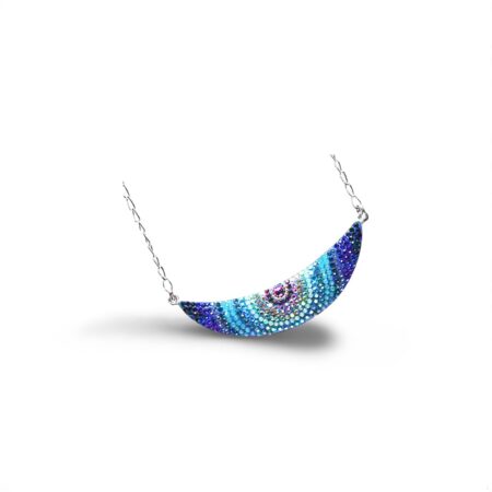Mystical Rainbow Quadrant Sterling Silver Necklace Pendant with Vibrant Spectrum of Synthetic Stones