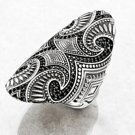 Sterling Silver Tattoo Inspired Oblong Shape