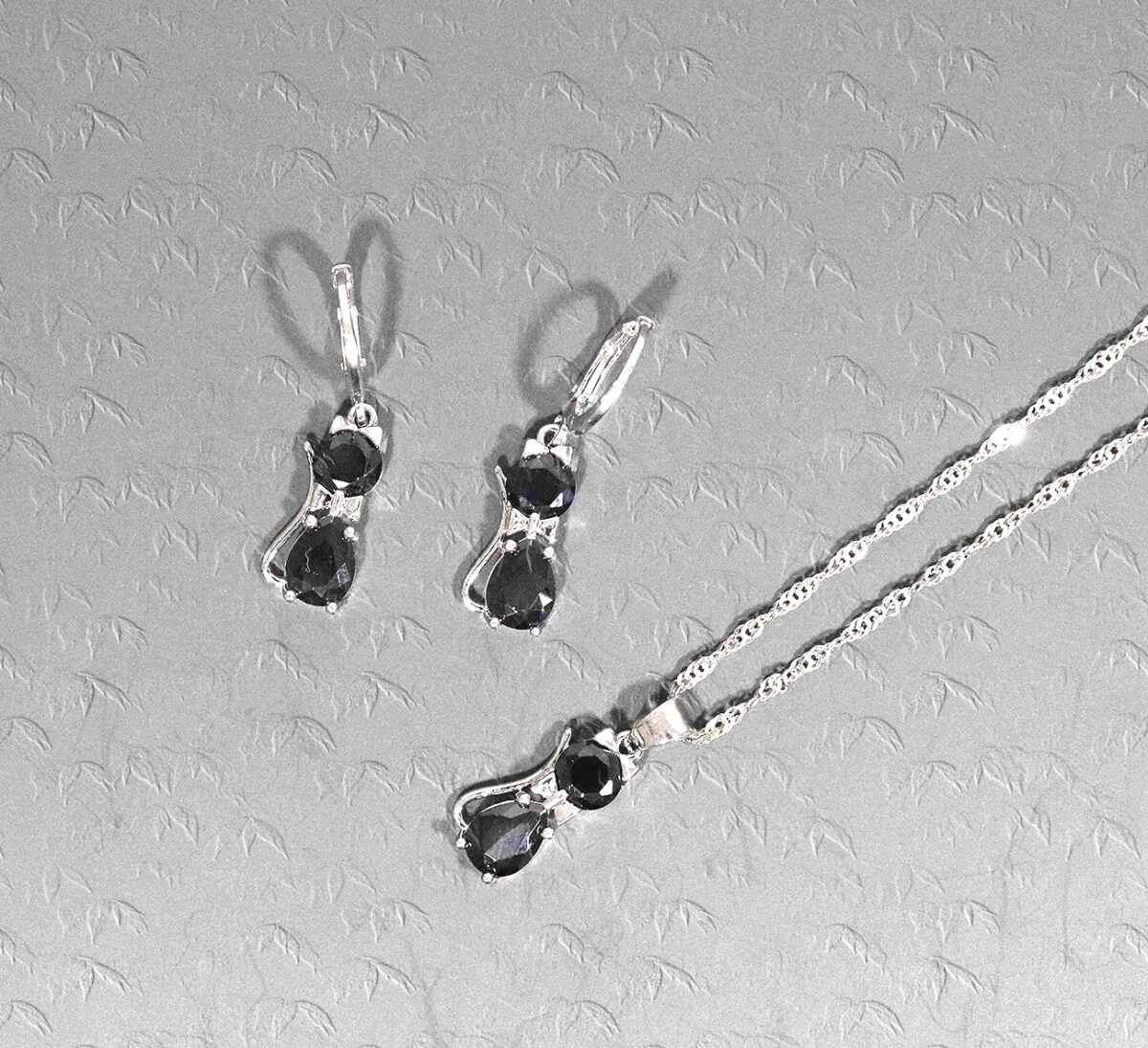 Sterling Silver Kitty Spark Cat Duo Set 925ijewe.com