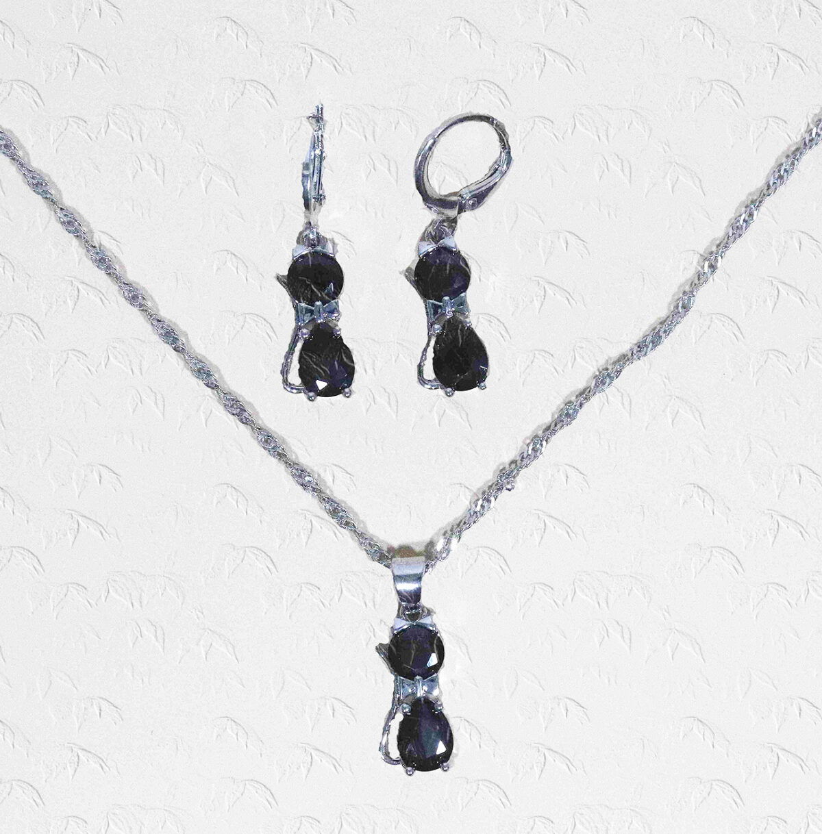 Sterling Silver Kitty Spark Cat Duo Set 925ijewe.com