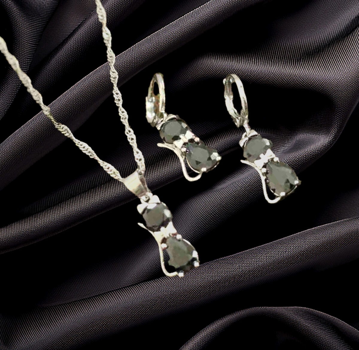 Sterling Silver Kitty Spark Cat Duo Set 925ijewe.com