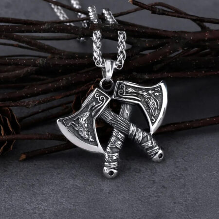 Stainless Steel Nordic Double Axes Necklace