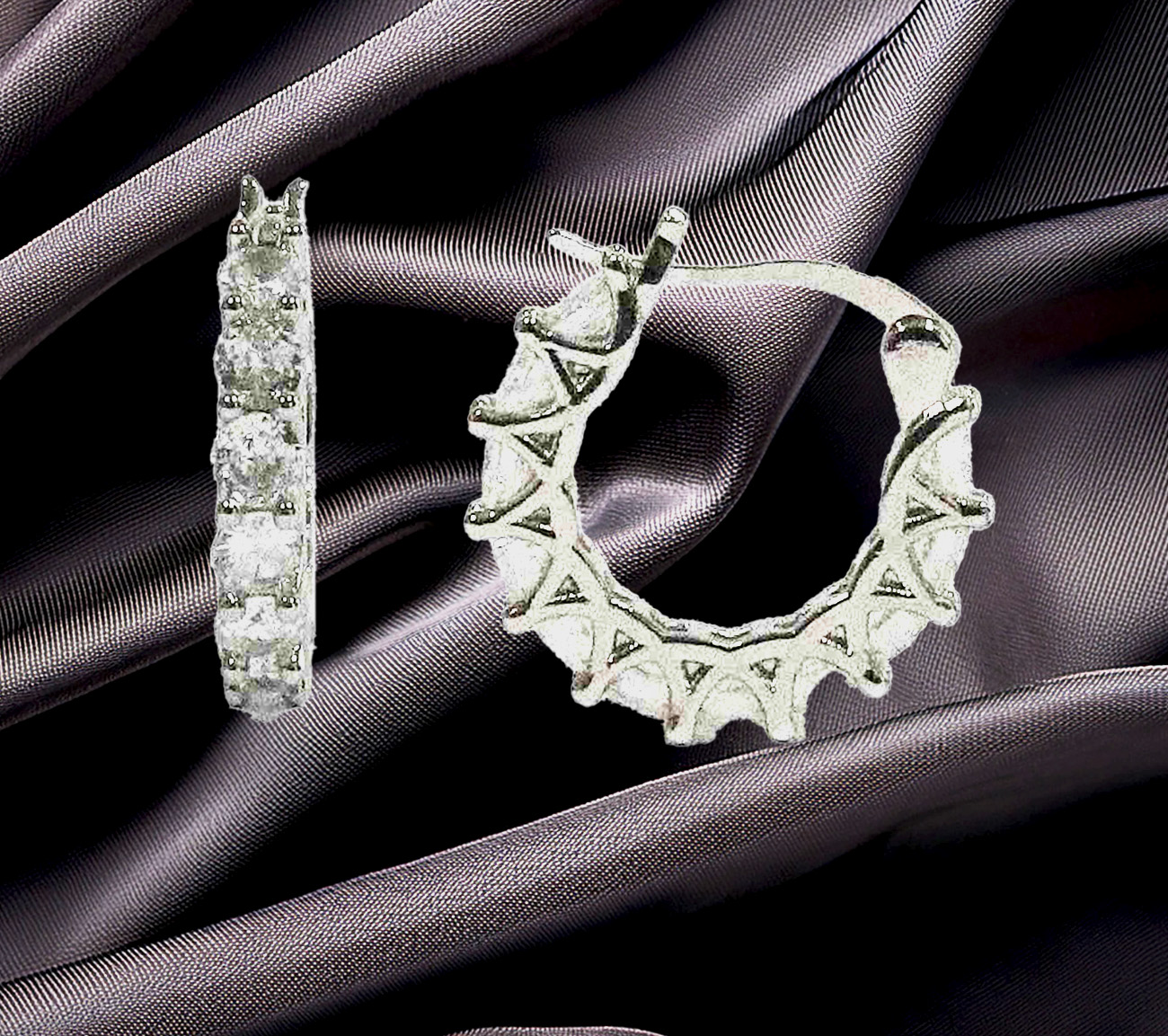Stunning Sterling Silver Cubic Zirconia Hoop Earrings 925ijewel.com