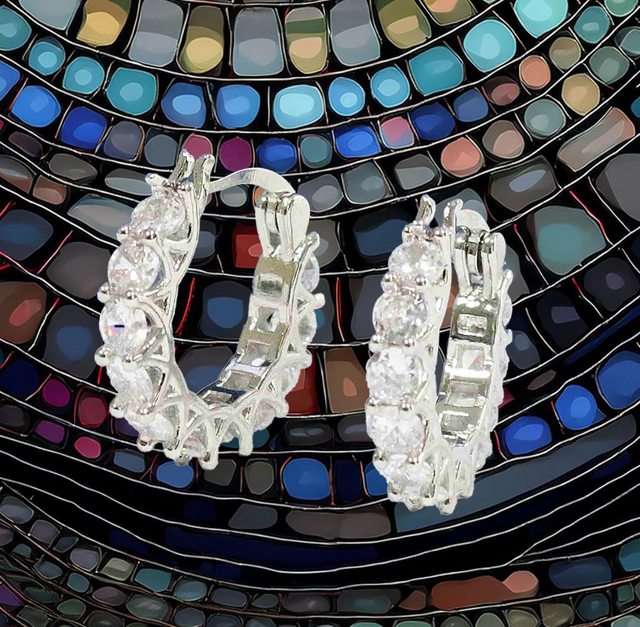 Stunning Sterling Silver Cubic Zirconia Hoop Earrings 925ijewel.com