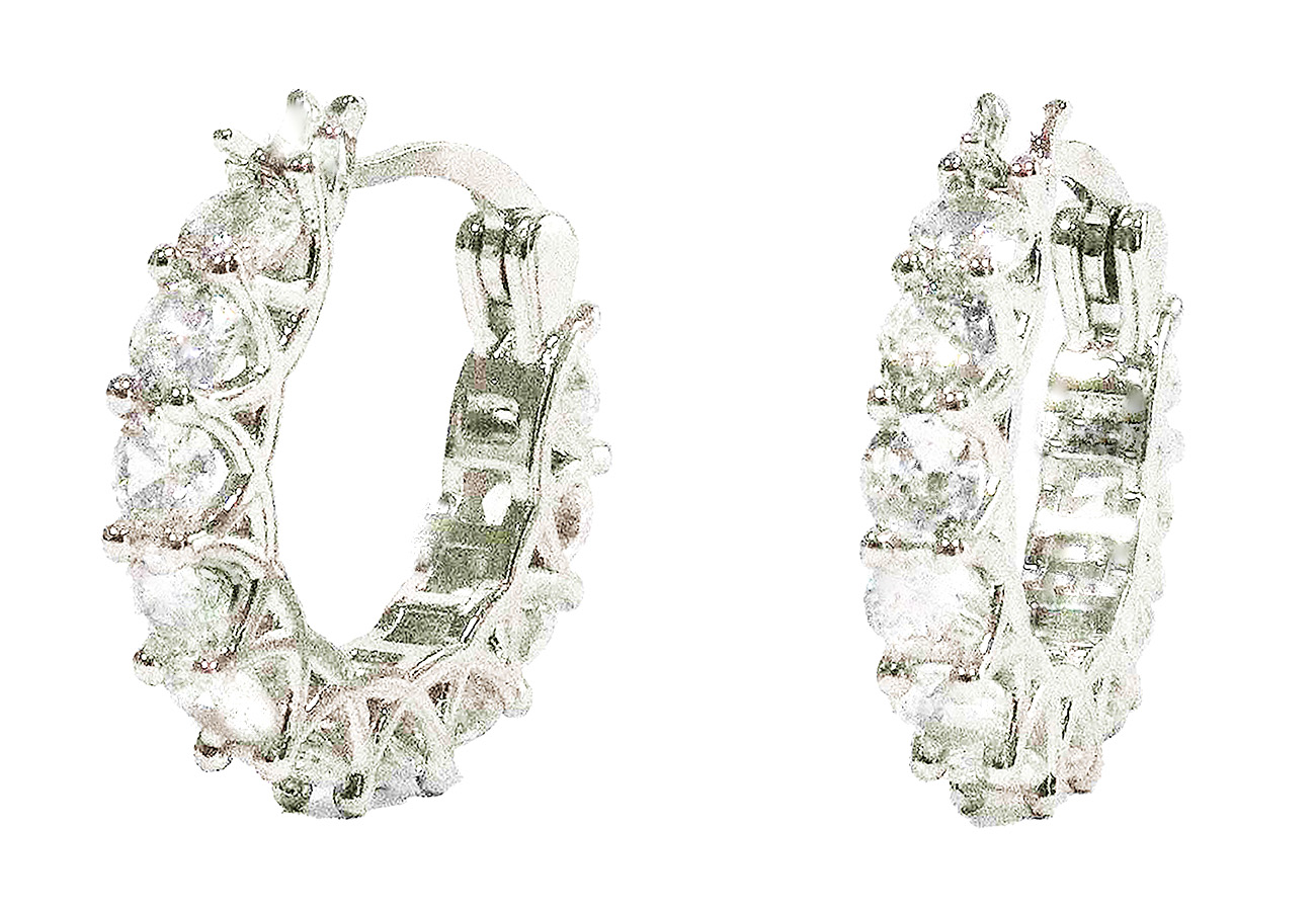 Stunning Sterling Silver Cubic Zirconia Hoop Earrings 925ijewel.com