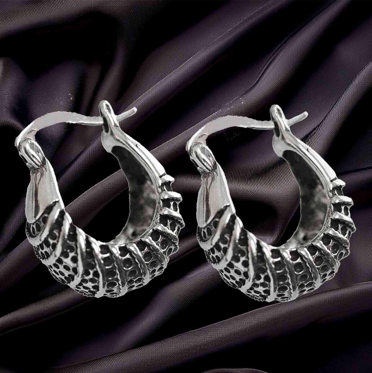 Contemporary and Classy Sterling Silver 16mm Hoop Earrings with Intricate Design. 925ijewel.com