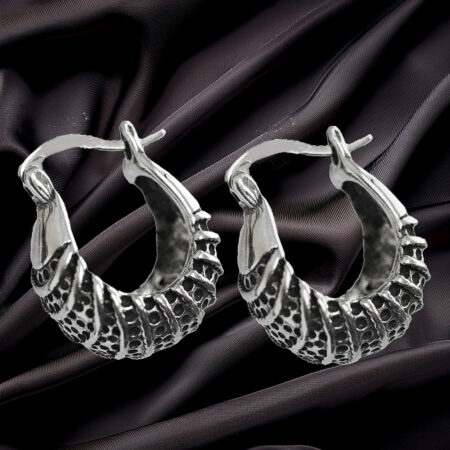 Contemporary and Classy Sterling Silver 16mm Hoop Earrings with Intricate Design. 925ijewel.com