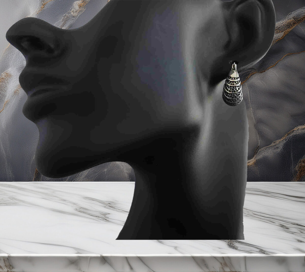 Contemporary and Classy Sterling Silver 16mm Hoop Earrings with Intricate Design. 925ijewel.com