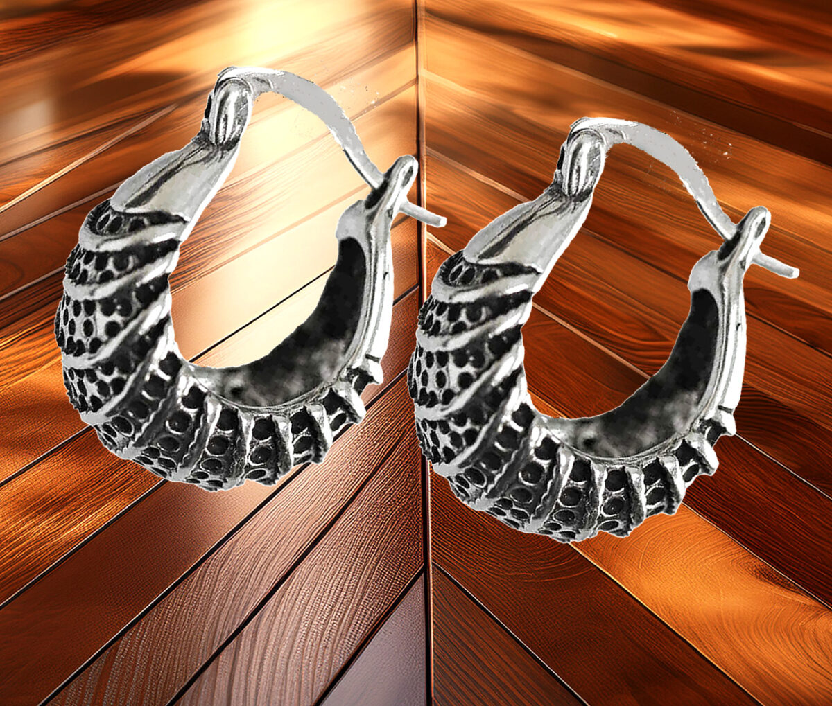 Contemporary and Classy Sterling Silver 16mm Hoop Earrings with Intricate Design. 925ijewel.com