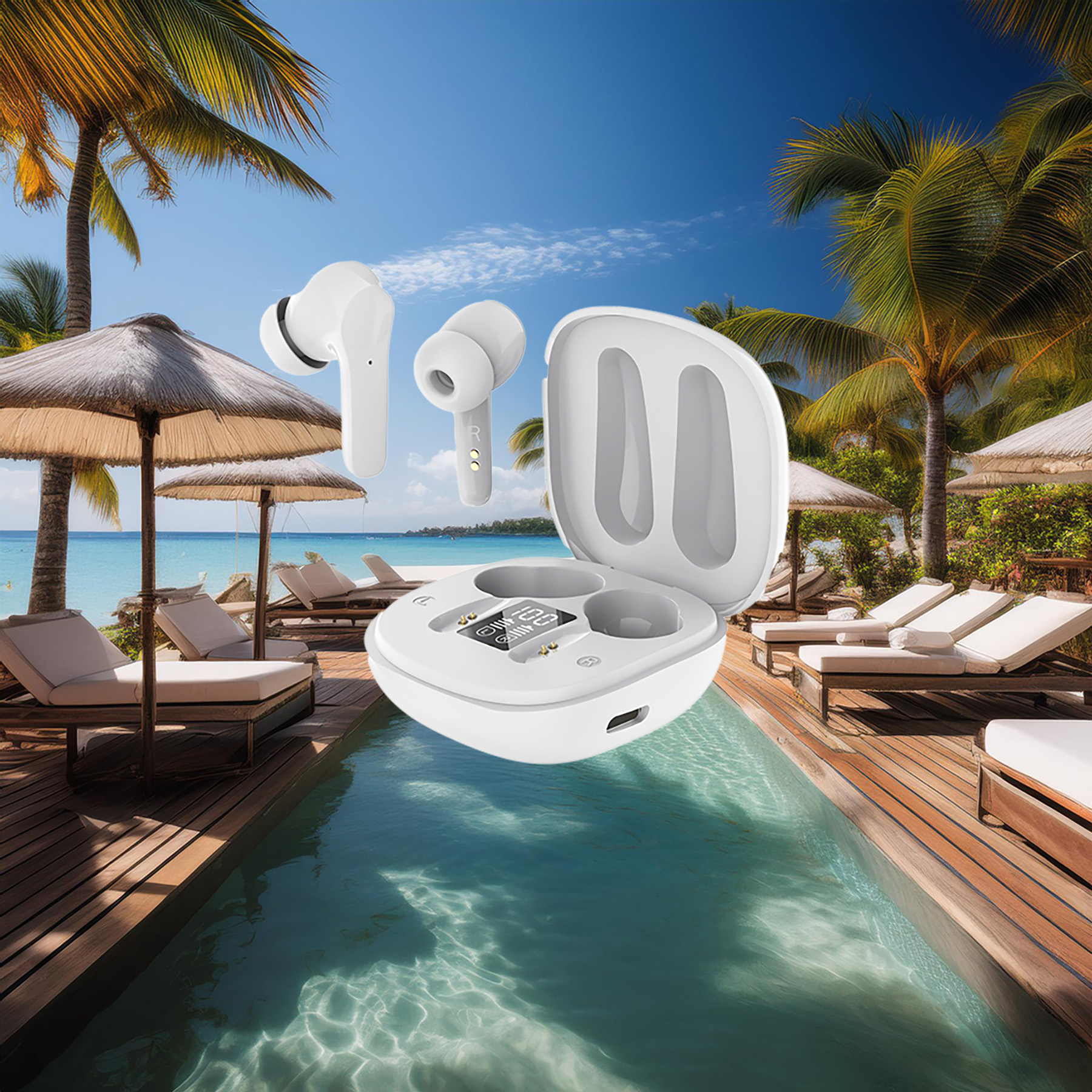 Bluetooth 5.3 Wireless Headset with Real-Time Language Translator – HIFI Sound, Lightweight White 925ijewel.com