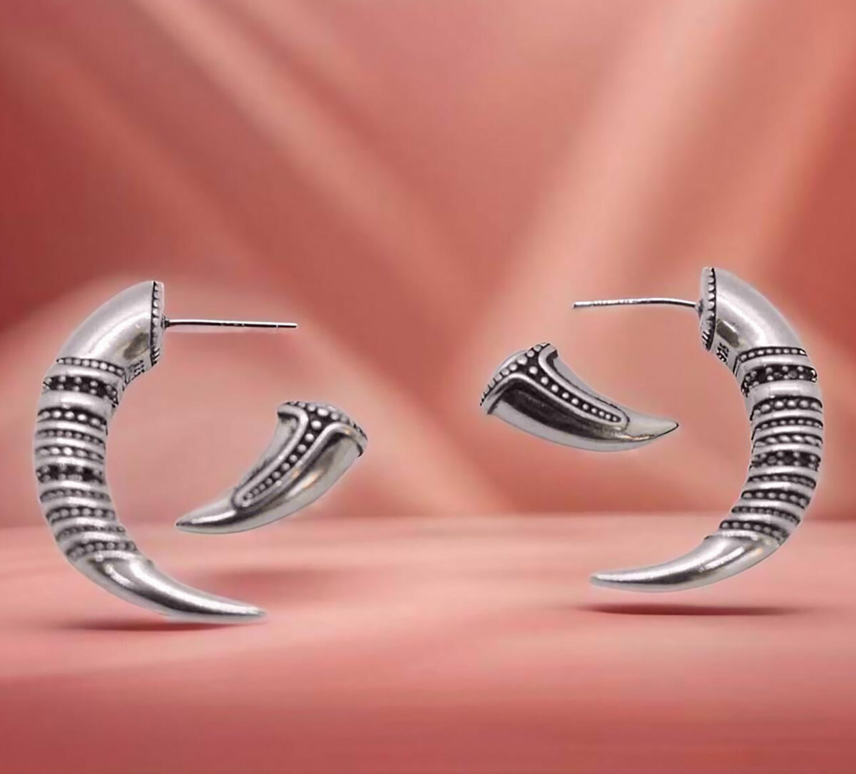 Classy and Unique Sterling Silver Retro Demi-Hoop Earrings with Endless Intricate Design 925ijewel.com