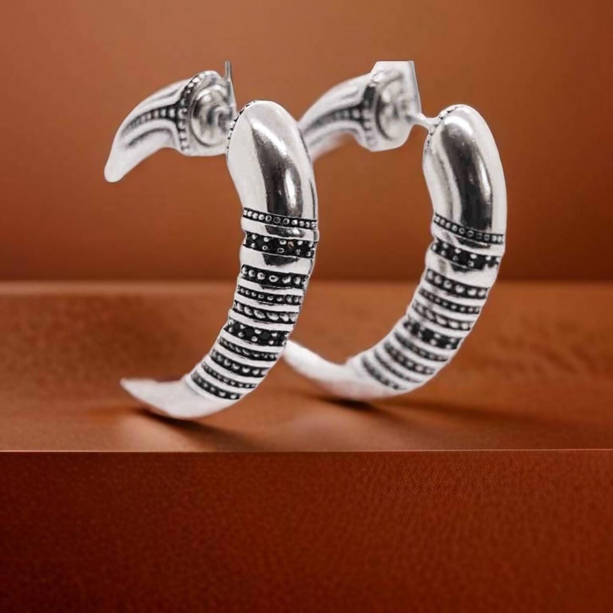 Classy and Unique Sterling Silver Retro Demi-Hoop Earrings with Endless Intricate Design 925ijewel.com