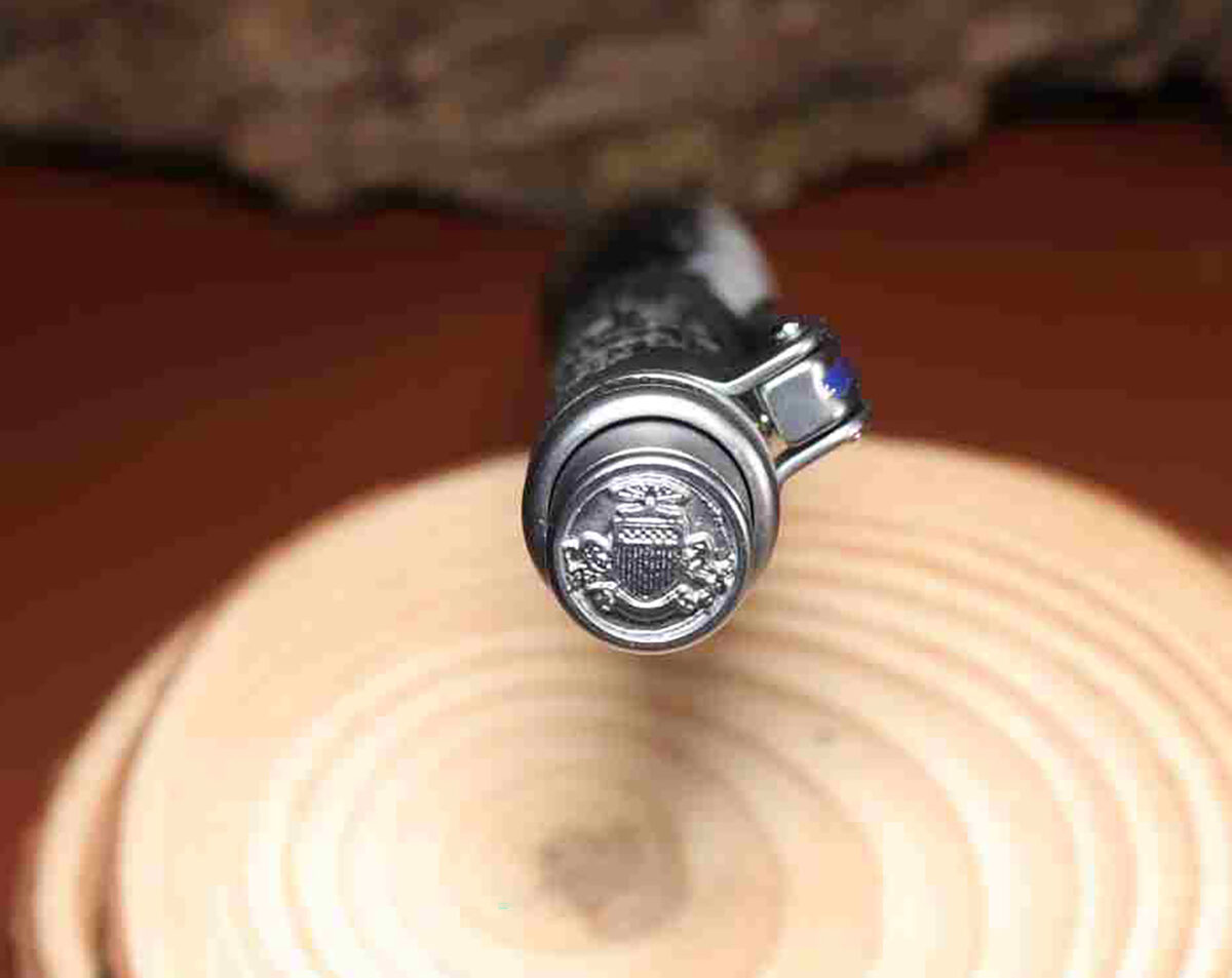 Handcrafted White and Black Acrylic Police Theme Click Pen 925ijewel.com