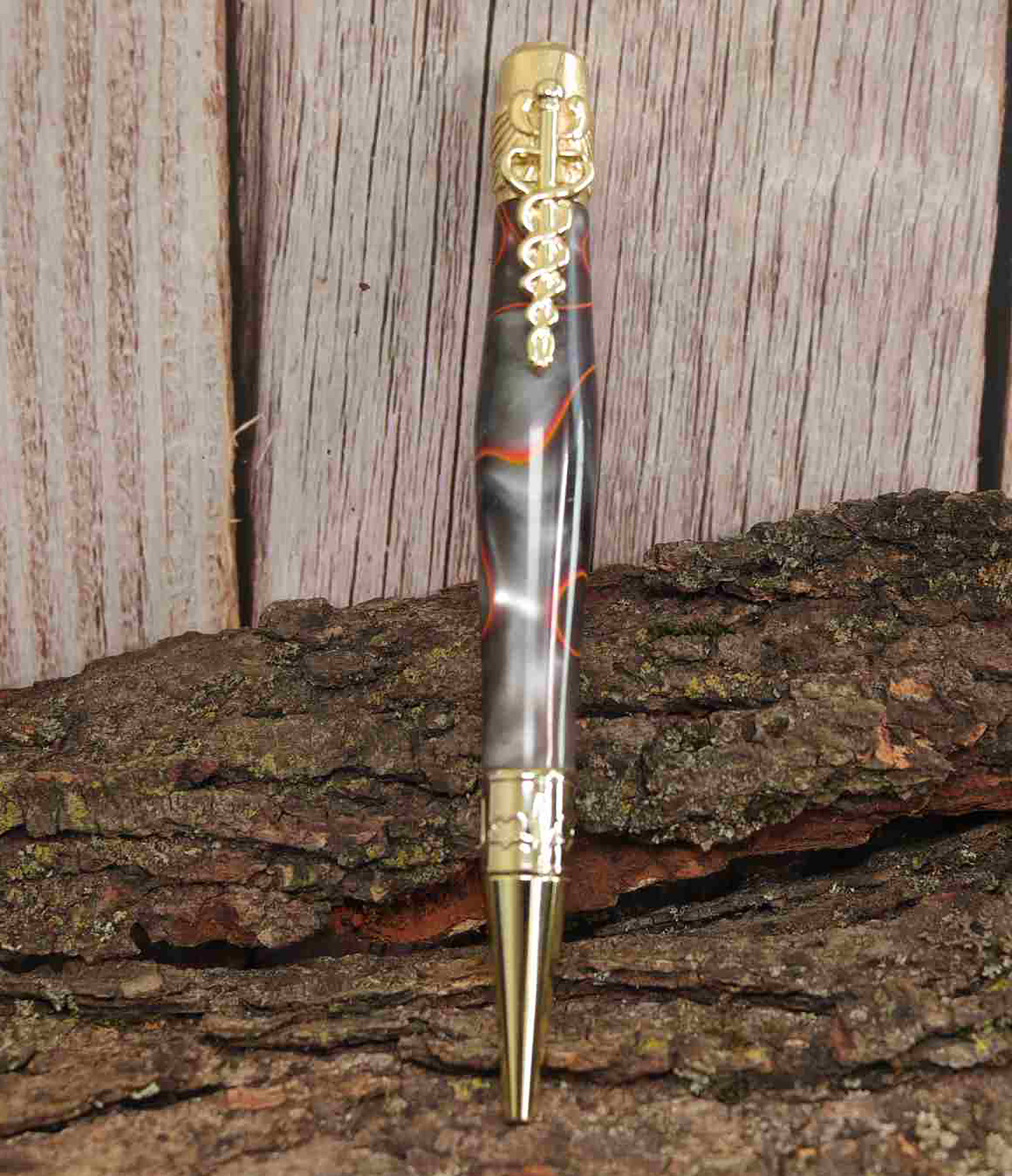 Handcrafted Medical Theme Pen Orange/Black/Silver 925ijewel.com