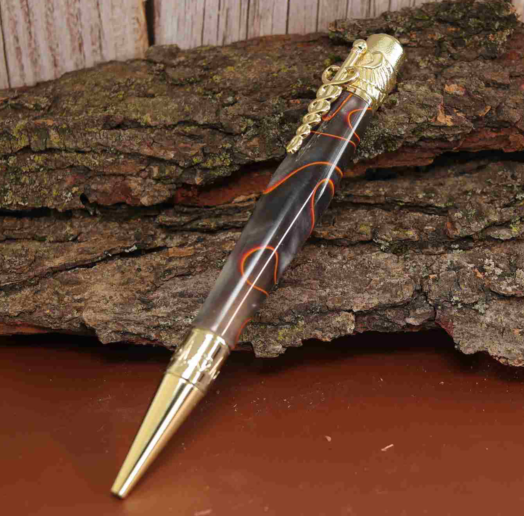 Handcrafted Medical Theme Pen Orange/Black/Silver 925ijewel.com