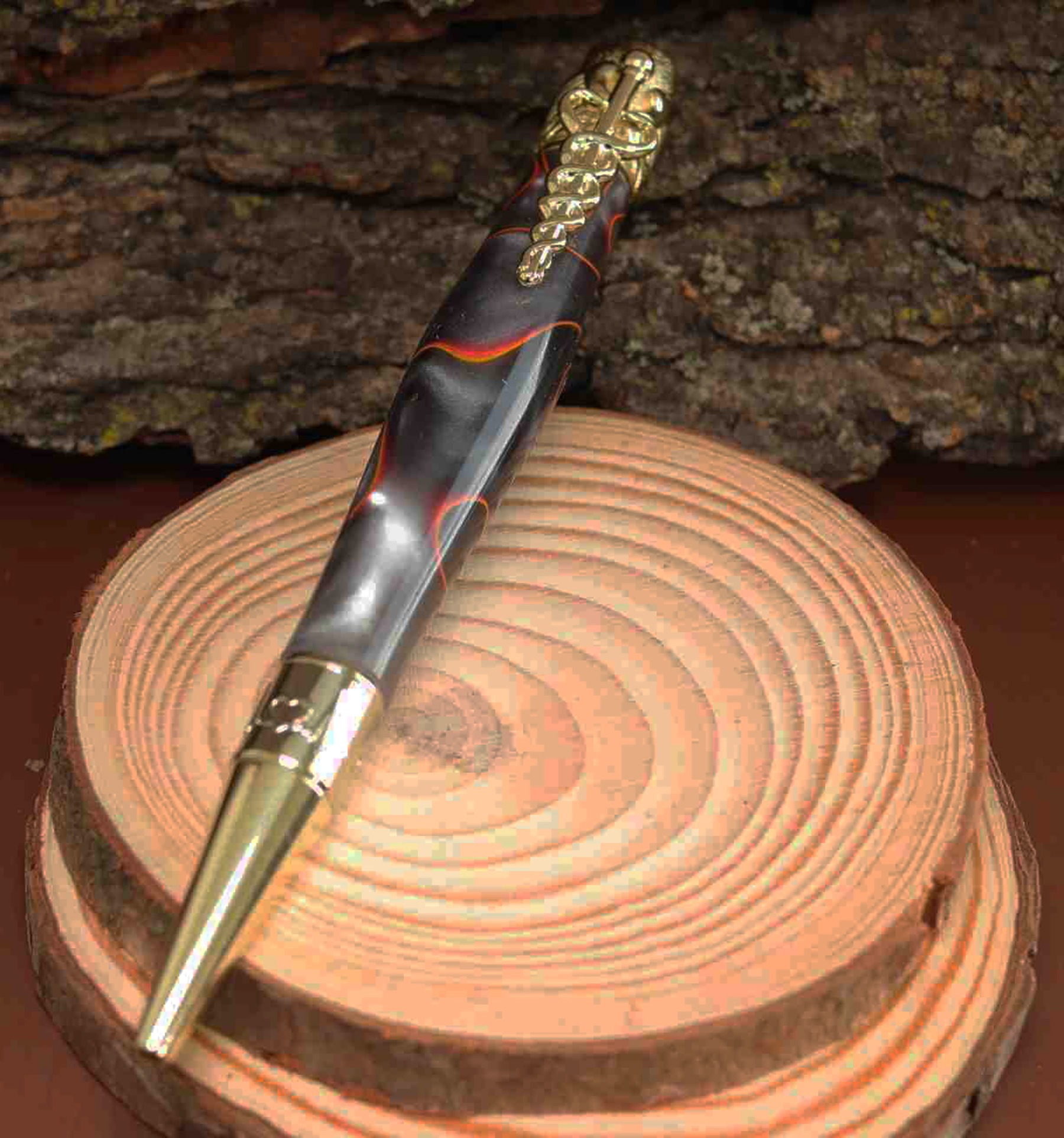 Handcrafted Medical Theme Pen Orange/Black/Silver 925ijewel.com