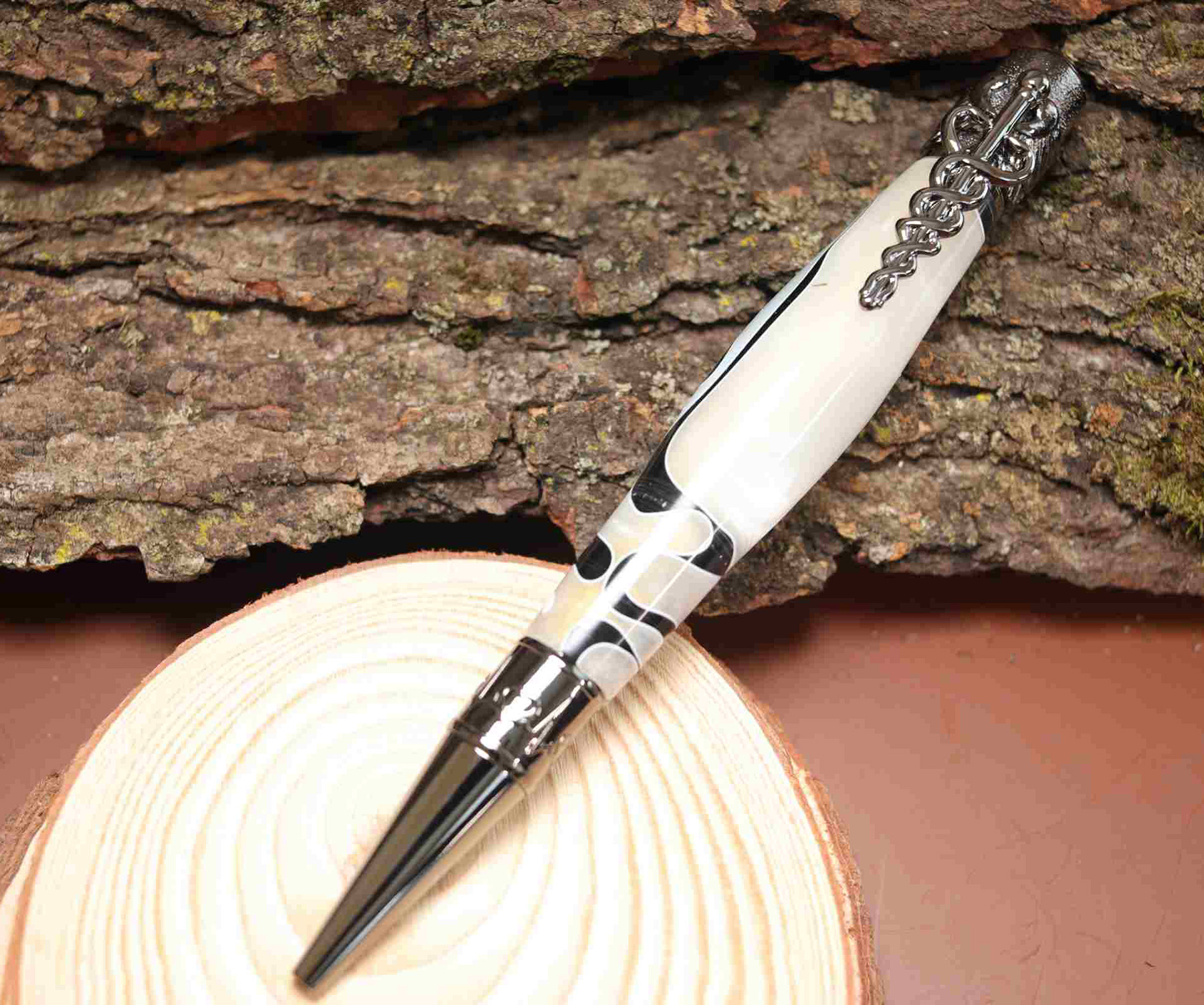 Handcrafted Medical Theme Pen White/Black 925ijewel.com