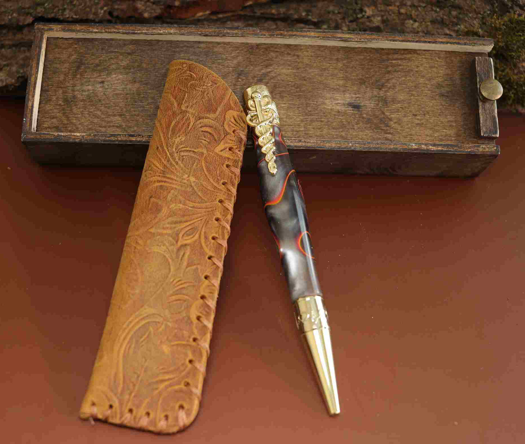Handcrafted Medical Theme Pen Orange/Black/Silver 925ijewel.com