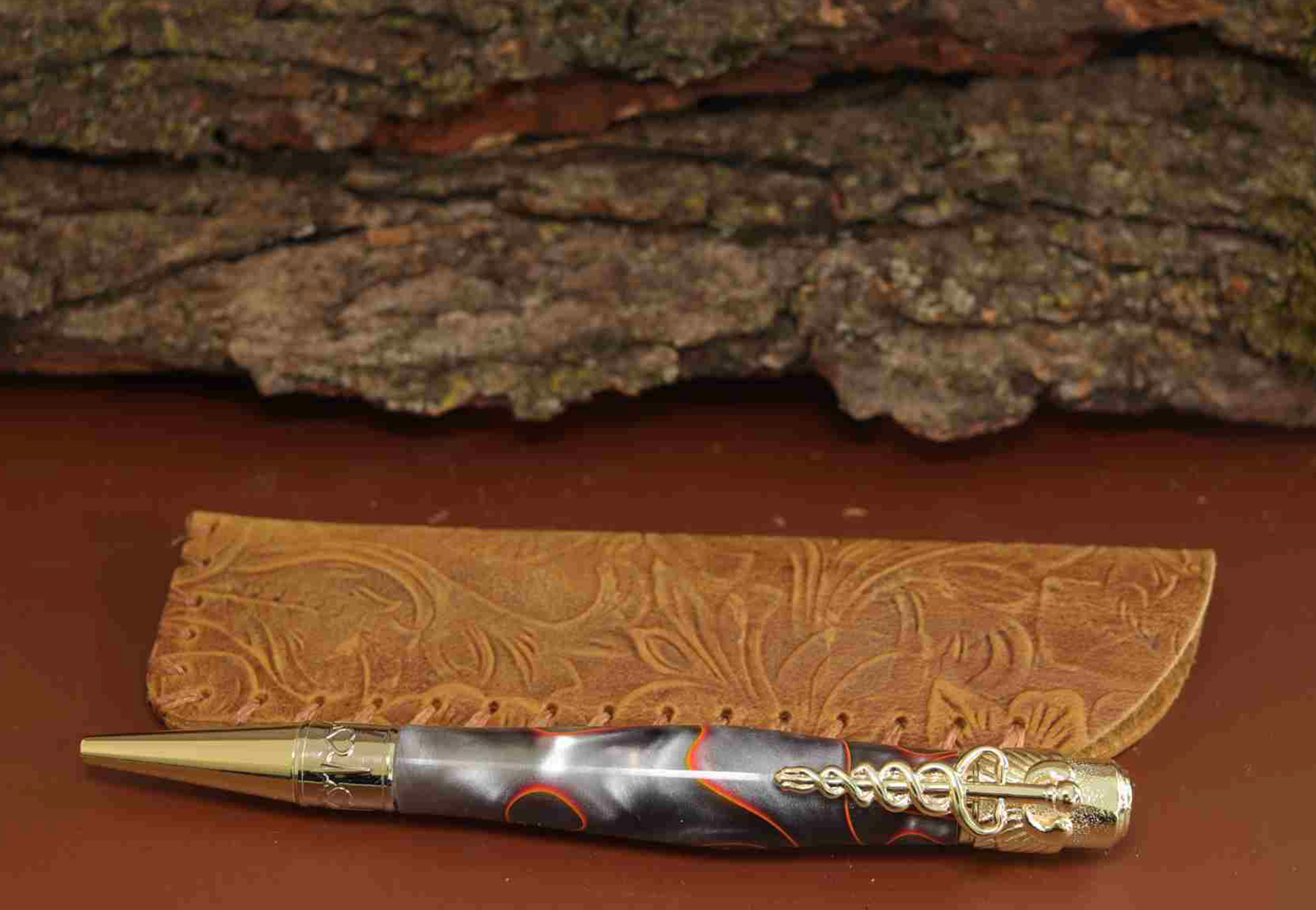 Handcrafted Medical Theme Pen Orange/Black/Silver 925ijewel.com