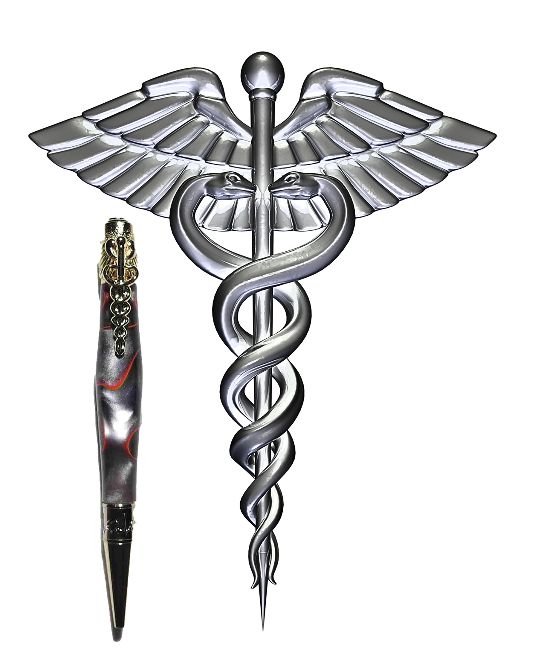Handcrafted Medical Theme Pen Orange/Black/Silver 925ijewel.com