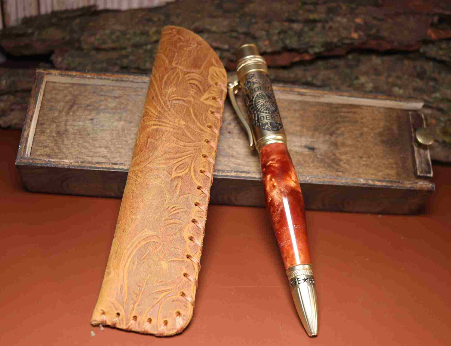 Handcrafted Police Theme Copper Color Acrylic Pen 925ijewel.com