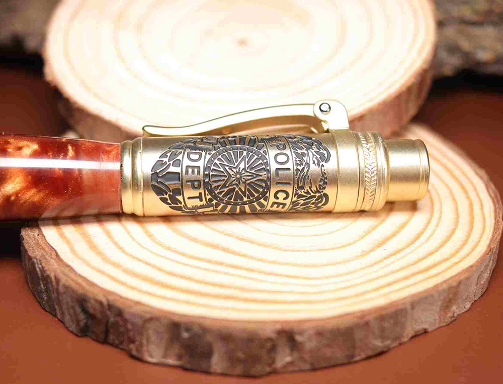 Handcrafted Police Theme Copper Color Acrylic Pen 925ijewel.com