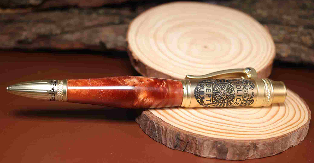 Handcrafted Police Theme Copper Color Acrylic Pen 925ijewel.com