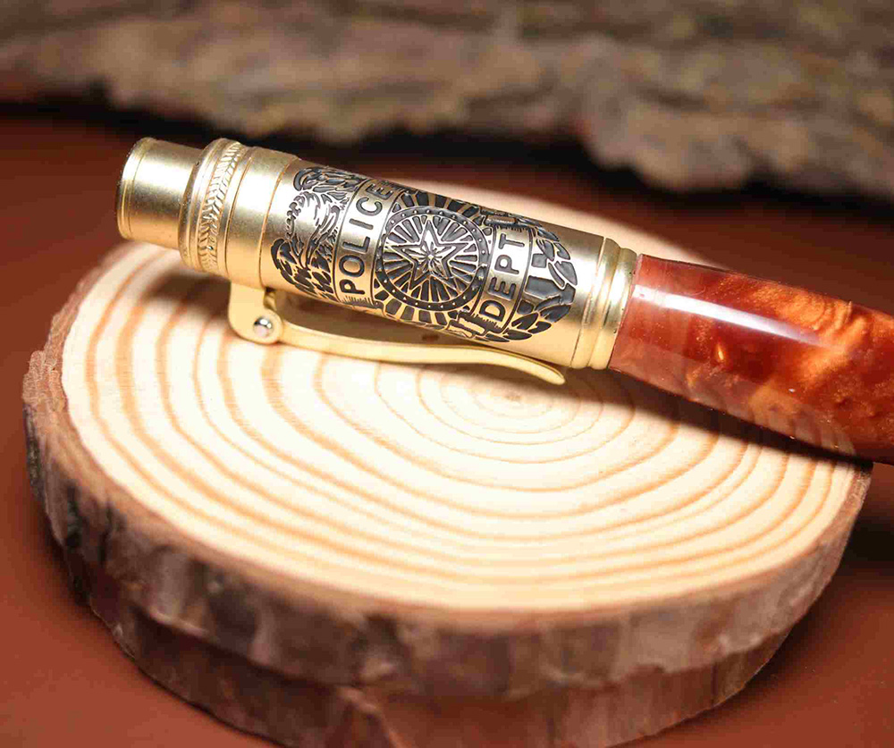 Handcrafted Police Theme Copper Color Acrylic Pen 925ijewel.com