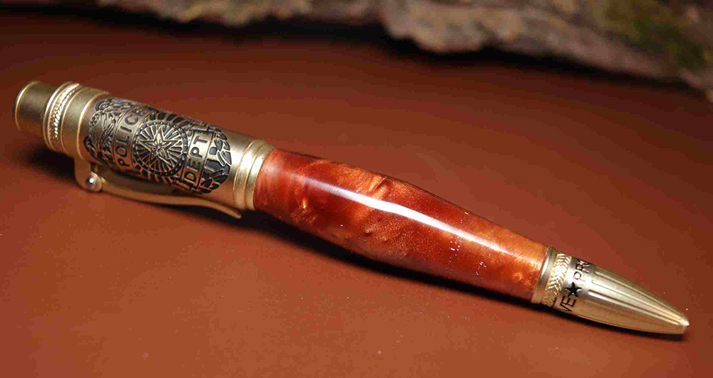 Handcrafted Police Theme Copper Color Acrylic Pen 925ijewel.com