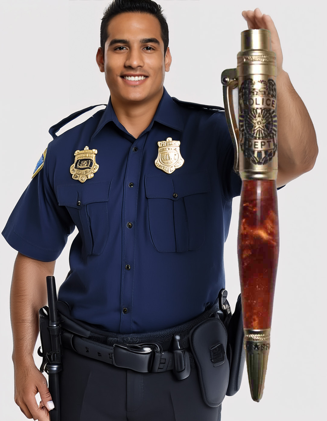 Handcrafted Police Theme Copper Color Acrylic Pen 925ijewel.com