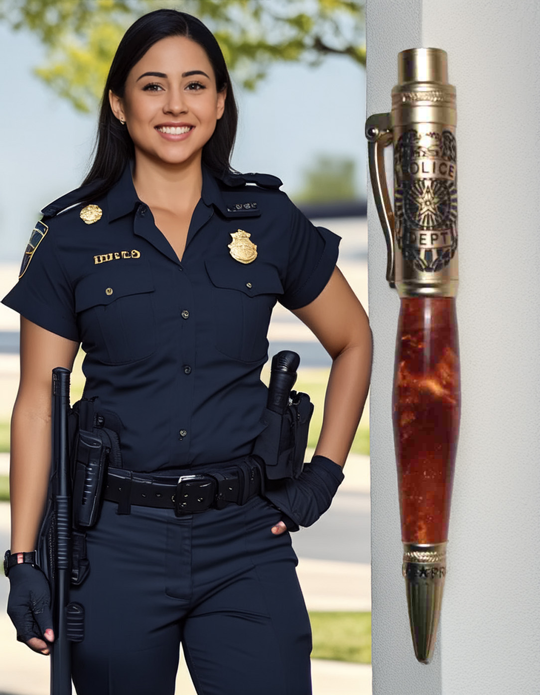 Handcrafted Police Theme Copper Color Acrylic Pen 925ijewel.com