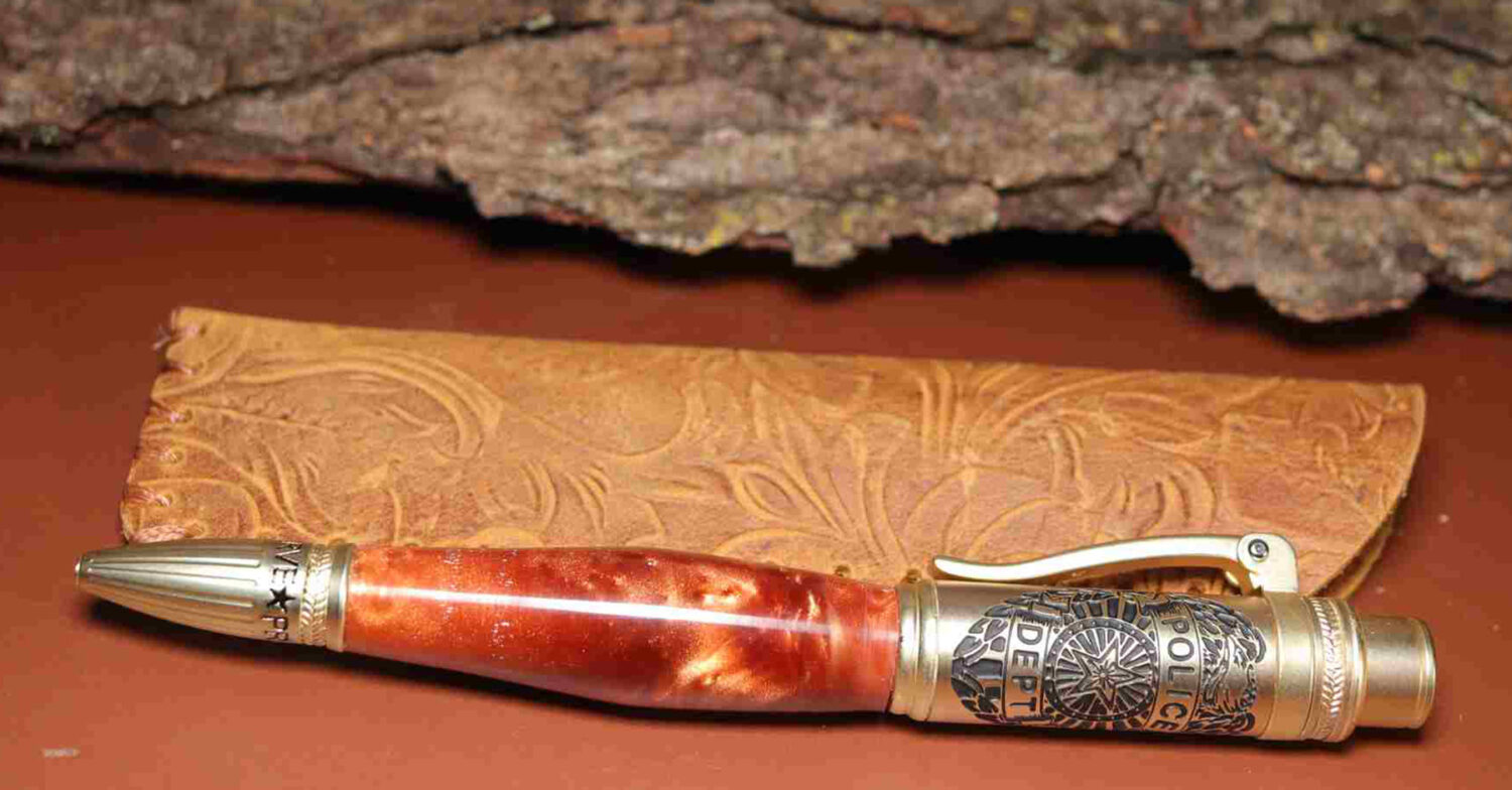 Handcrafted Police Theme Copper Color Acrylic Pen 925ijewel.com