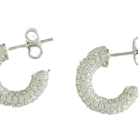 Sterling Silver 15mm Demi Hoop Earrings – Pave CZ Setting Classy & Elegant Sparkling Hoops for Women 925ijewel.com