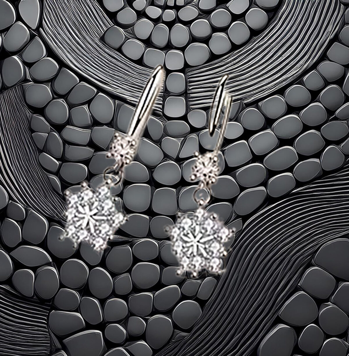 Sterling Silver Cluster CZ Dangle Earrings 925ijewel.com