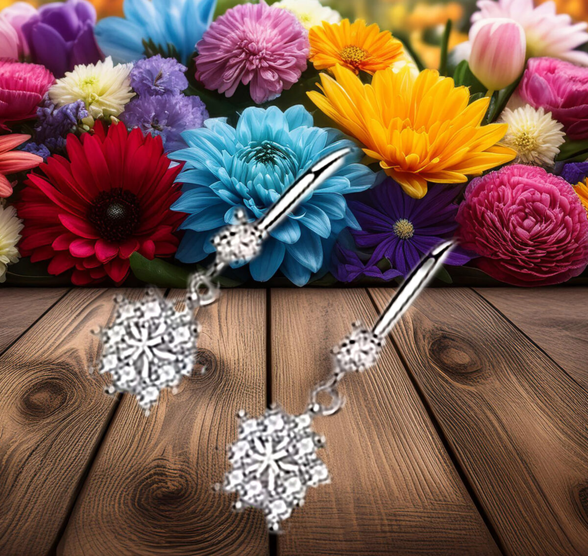Sterling Silver Cluster CZ Dangle Earrings 925ijewel.com