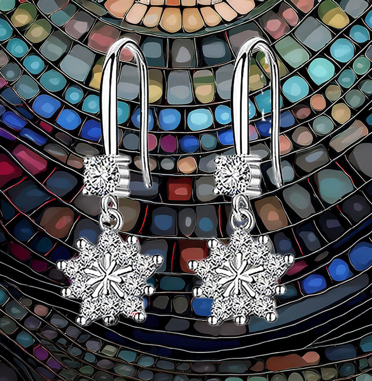 Sterling Silver Cluster CZ Dangle Earrings 925ijewel.com