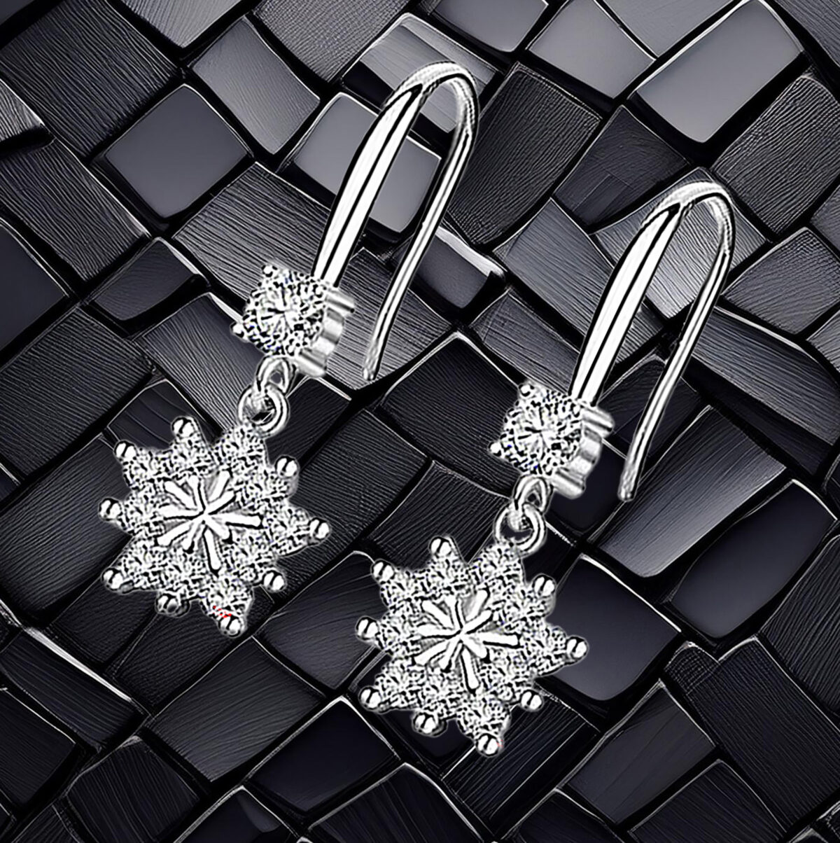Sterling Silver Cluster CZ Dangle Earrings 925ijewel.com