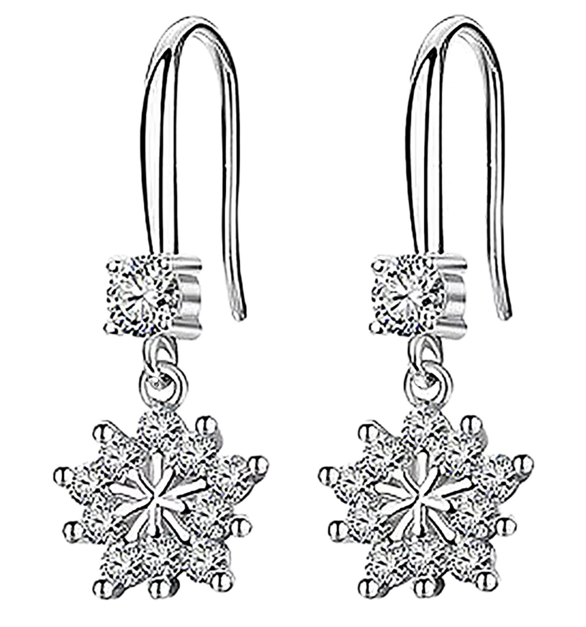 Sterling Silver Cluster CZ Dangle Earrings 925ijewel.com