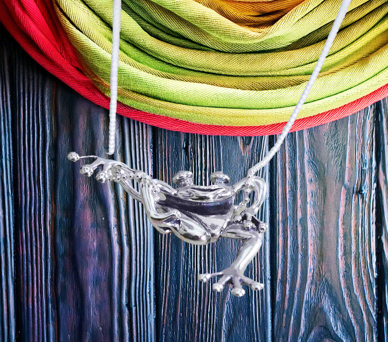 Sterling Silver Intricately Crafted Clinging Froggy Pendant 925ijewel.com