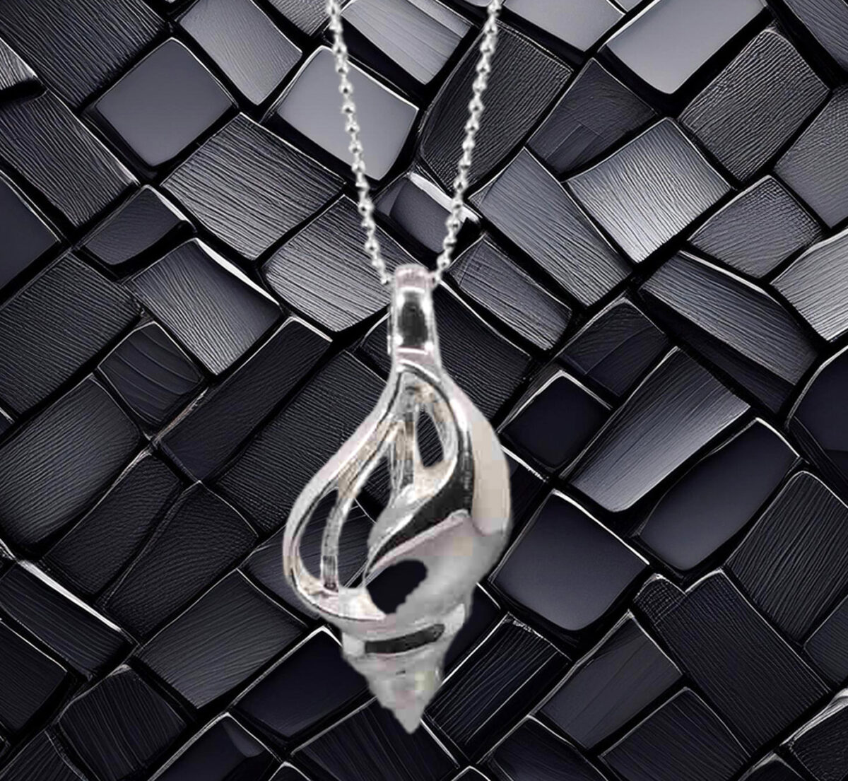 Sterling Silver Sea Shell Pendant Necklace with Italian Diamond-Cut Ball Chain 925ijewel.com